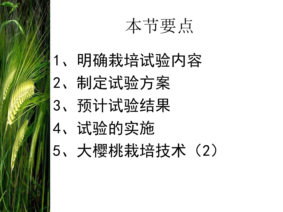 三章二绿色食品栽培试验方案与实施及大樱桃栽培技术2P课件.ppt_第2页