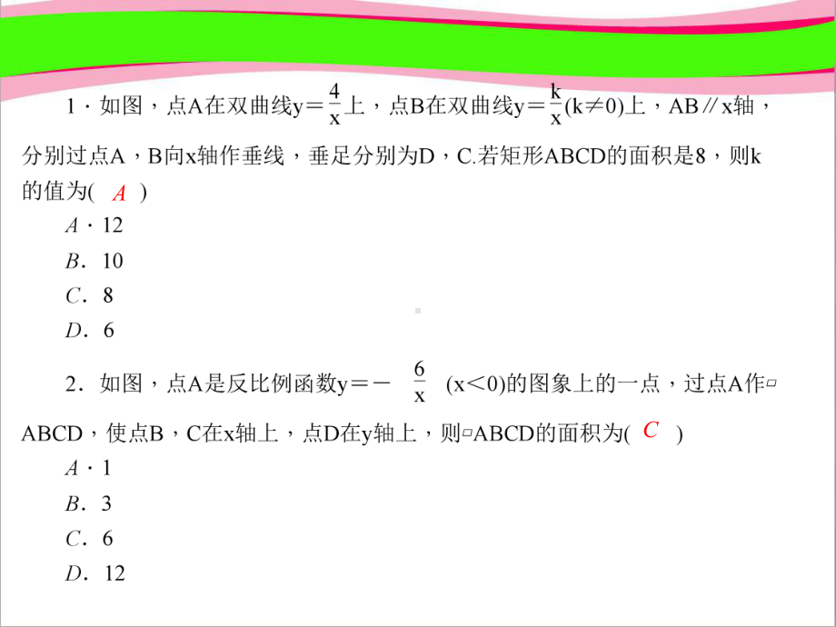 专题训练(一)-反比例函数图象和性质的综合应用-公开课一等奖课件.ppt_第1页