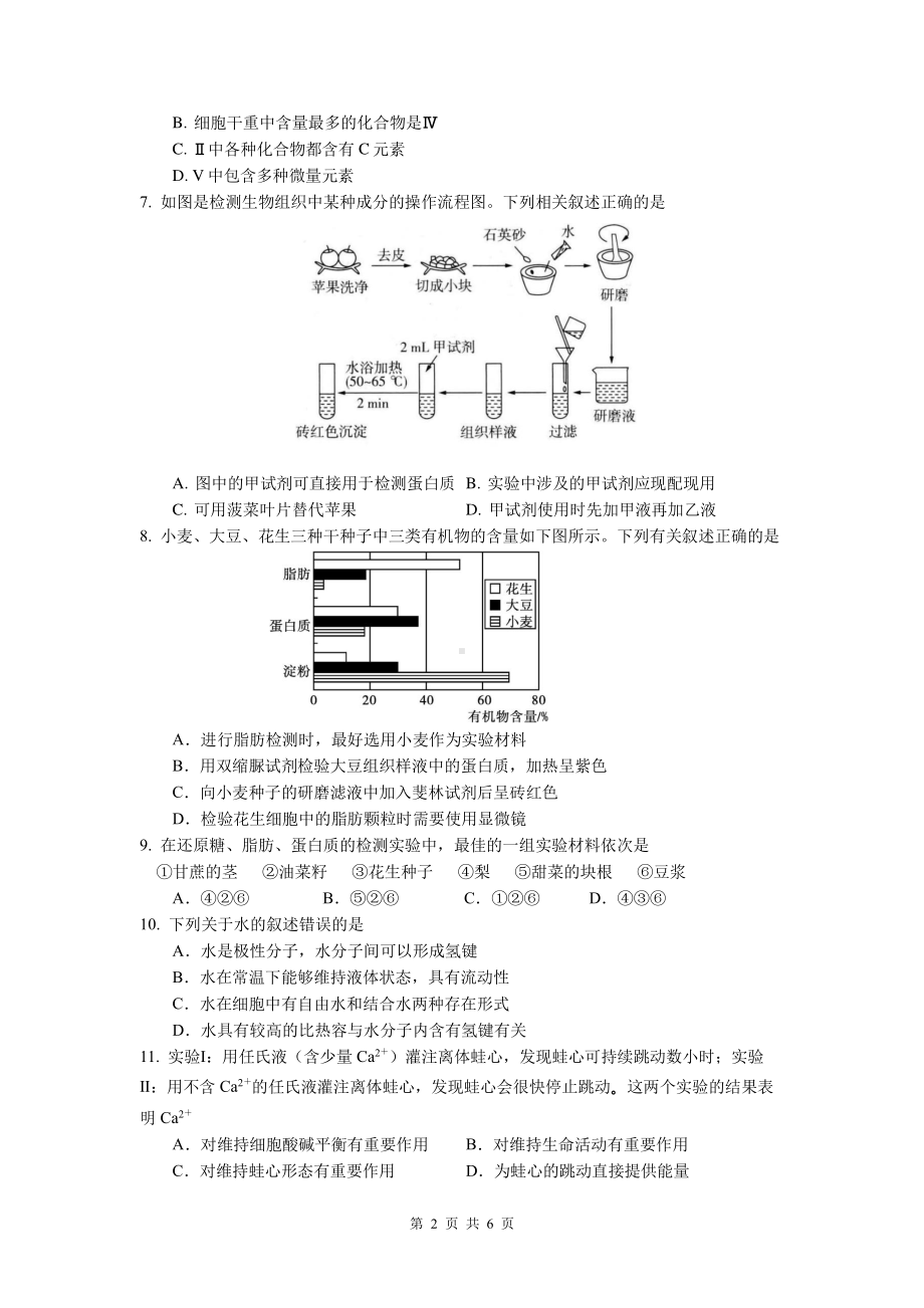 吉林省长春市东北师范大学附属 2022-2023学年高一上学期大练习3生物试题.pdf_第2页