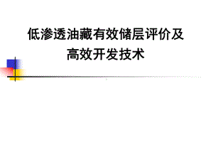 低渗透油藏有效储层评价及高效开发技术课件.ppt