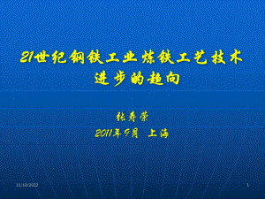 冶金博览会会议报告-世纪钢铁工业炼铁工艺技术进步和趋向课件.ppt