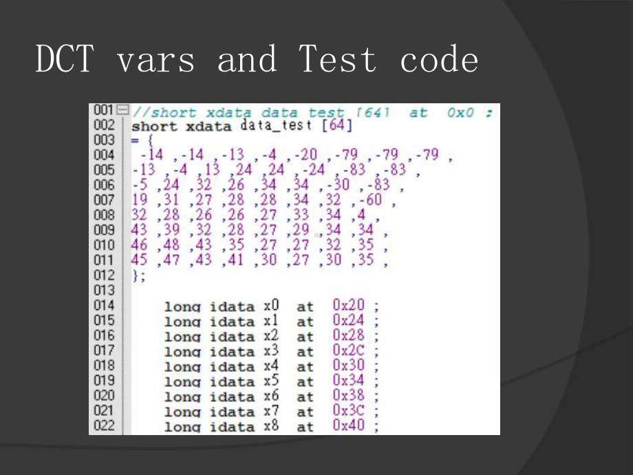 把学长给的DCTcode放到Keil上模拟将变数作记忆体位子的课件.ppt_第3页