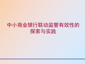 中小银行联动地监管有效性探索与实践课件.ppt