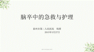 脑卒中的急救与护理课件.ppt