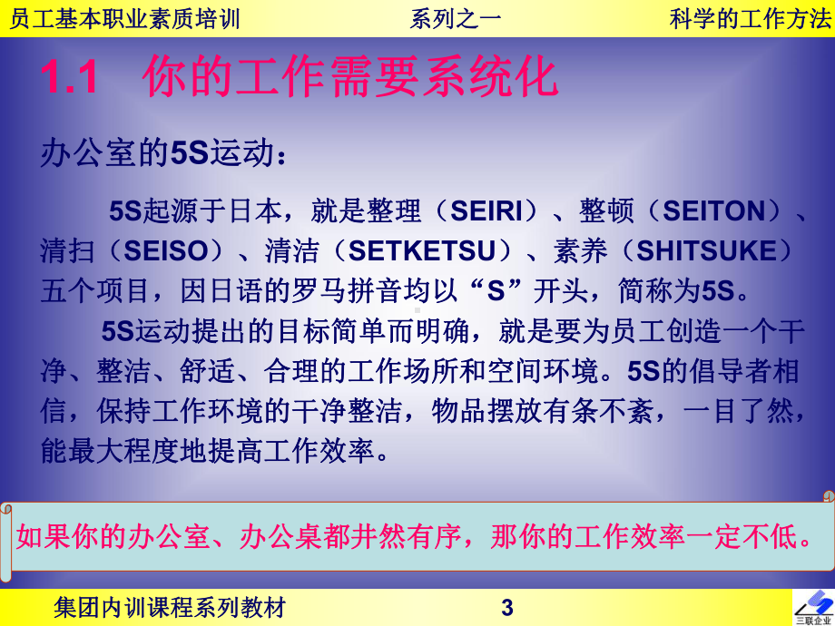 某咨询公司替某上市公司做的原版作品--员工素质培训-科学的工作方法-课件.ppt_第3页