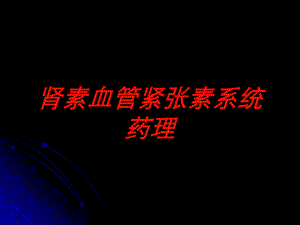 肾素血管紧张素系统药理培训课件.ppt