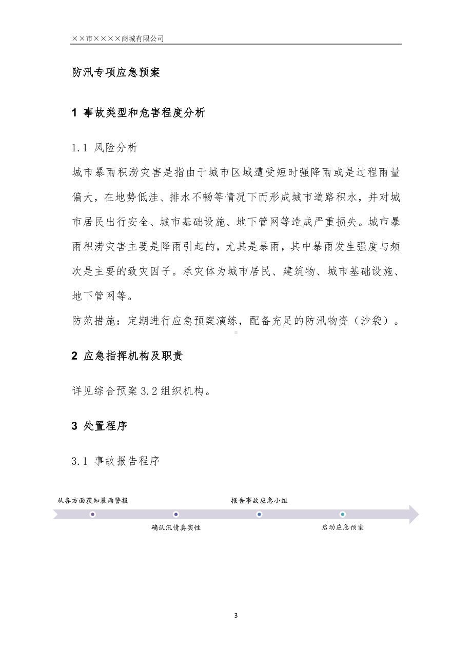 商场商城企业防汛专项应急预案参考模板范本.docx_第3页