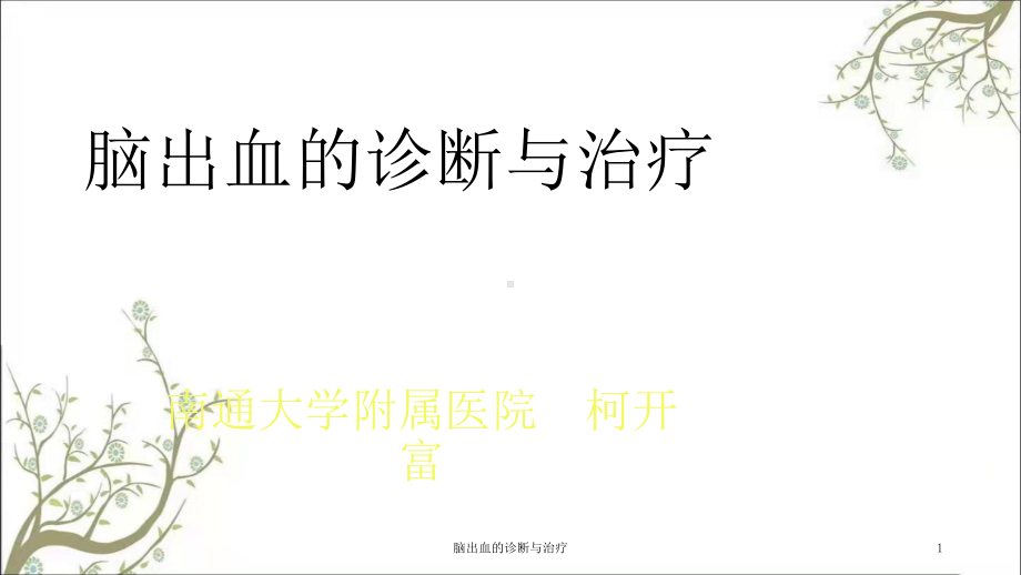 脑出血的诊断与治疗课件.ppt_第1页