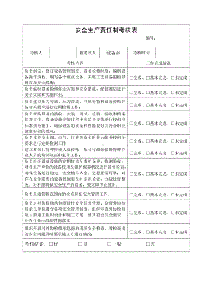 设备部安全生产责任制考核表参考模板范本.doc