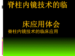 脊柱内镜技术的临床应用-课件.ppt