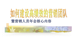 如何建设高绩效的营销团队(教材)课件.ppt