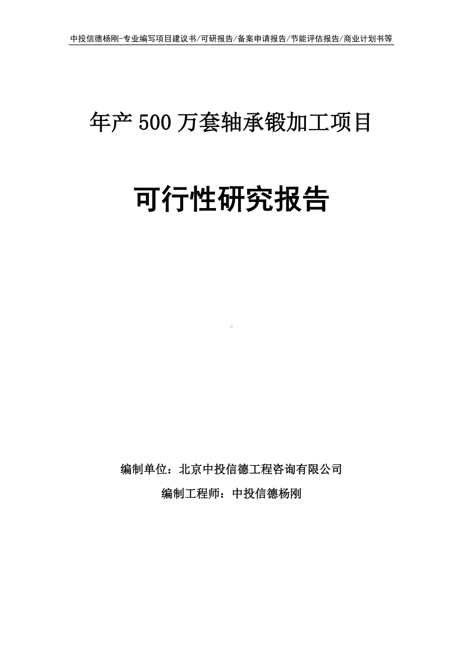 年产500万套轴承锻加工项目可行性研究报告申请报告.doc_第1页