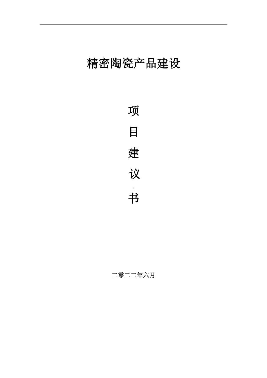 精密陶瓷产品项目建议书（写作模板）.doc_第1页