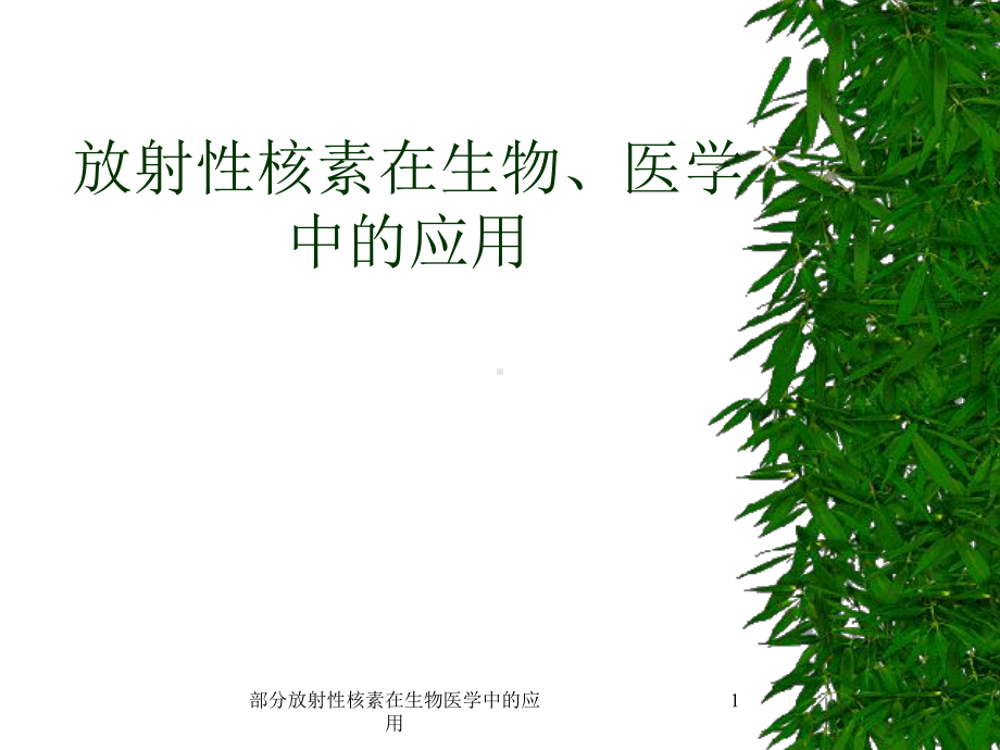 部分放射性核素在生物医学中的应用课件.ppt_第1页