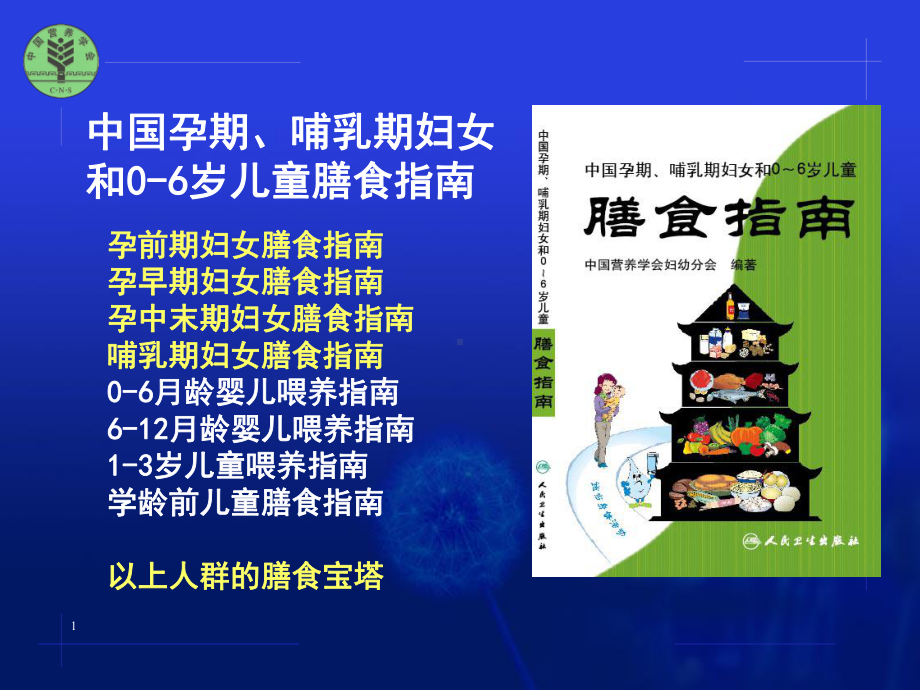 孕妇乳母与学龄前儿童膳食指南共20张课件.ppt_第1页