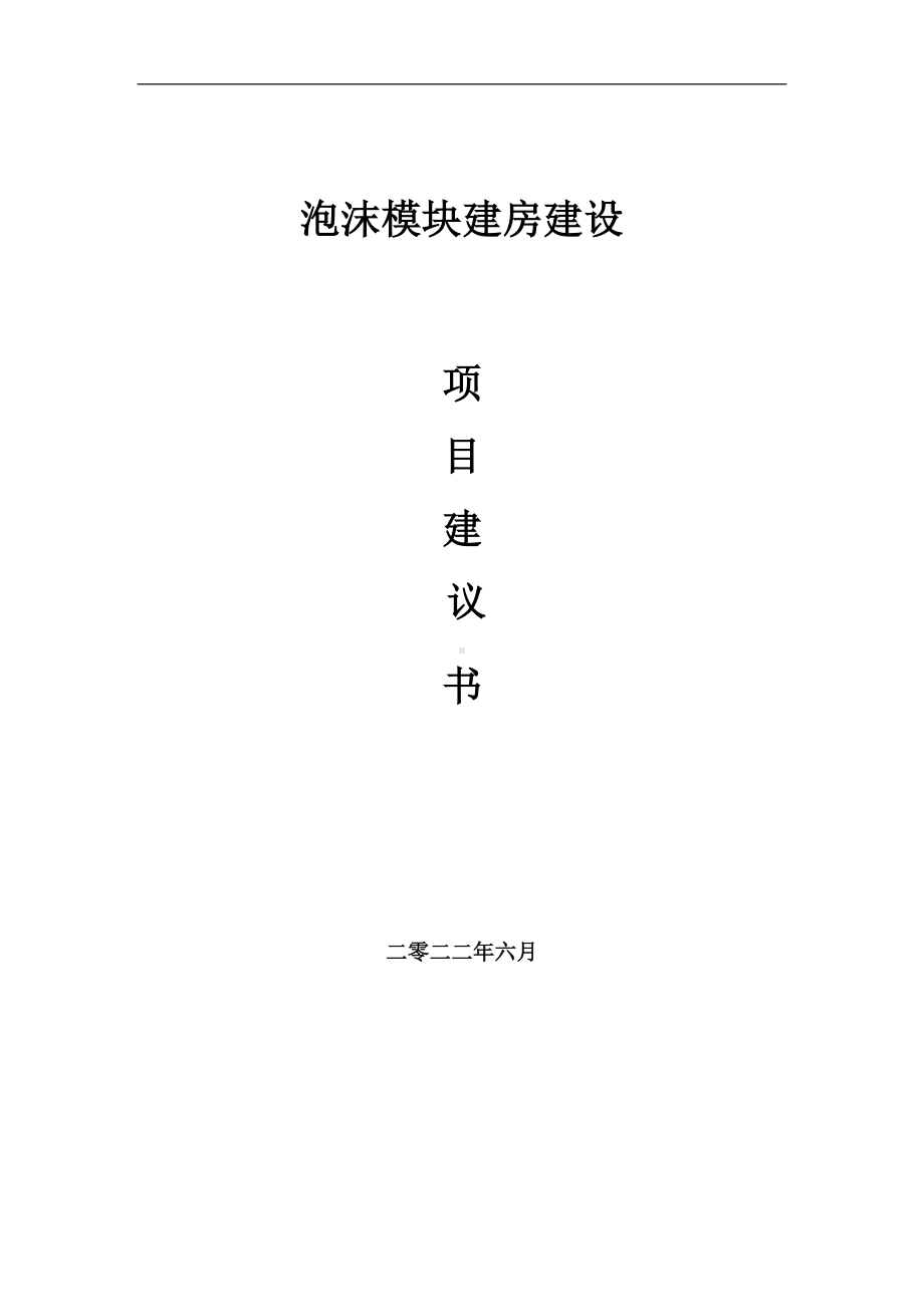 泡沫模块建房项目建议书（写作模板）.doc_第1页