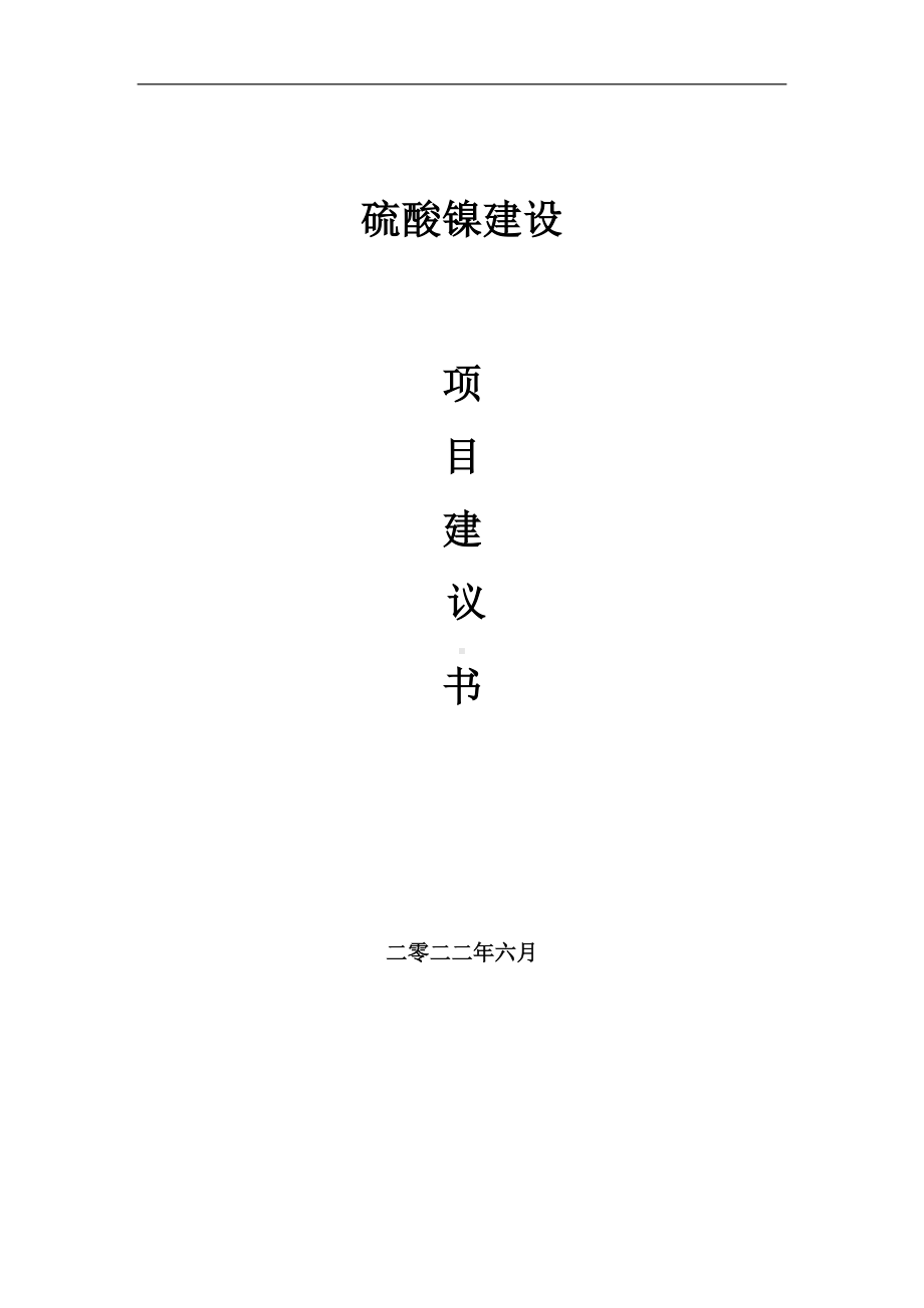 硫酸镍项目建议书（写作模板）.doc_第1页