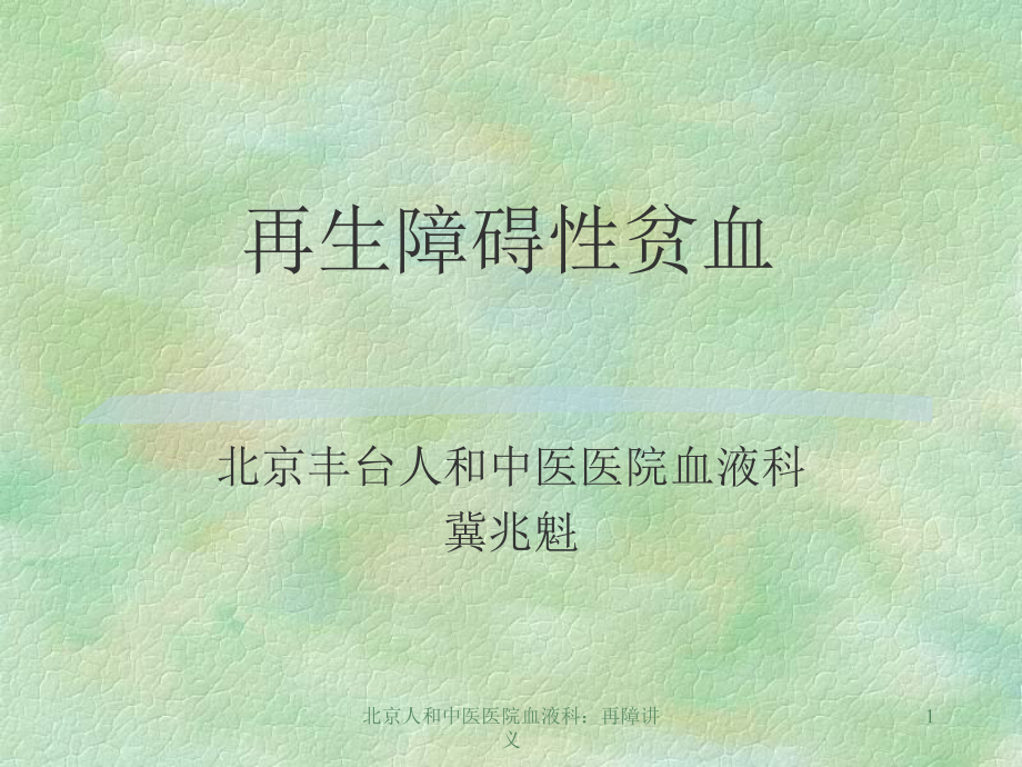 血液科：再障讲义课件.ppt_第1页