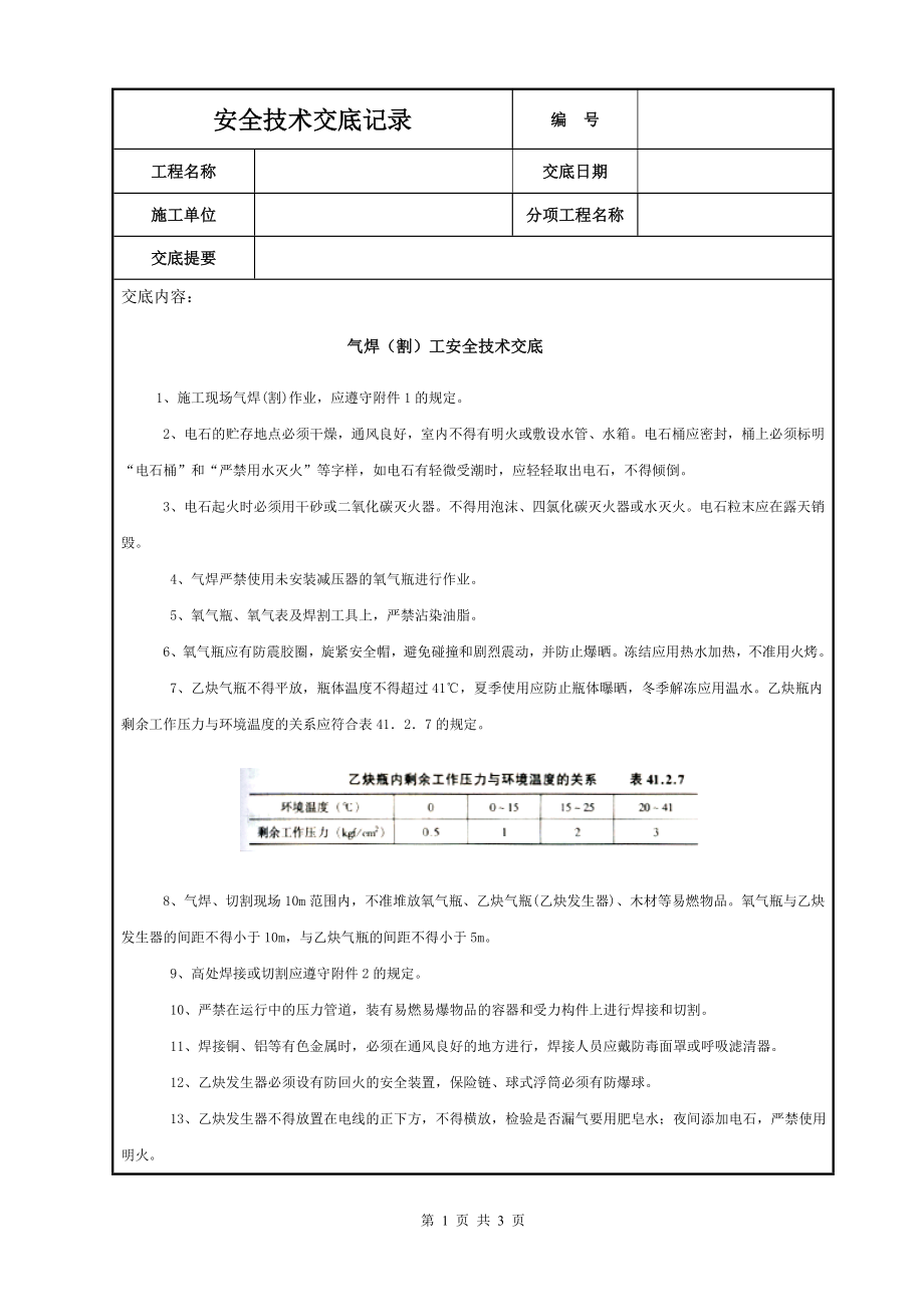 气焊（割）工安全技术交底参考模板范本.DOC_第1页