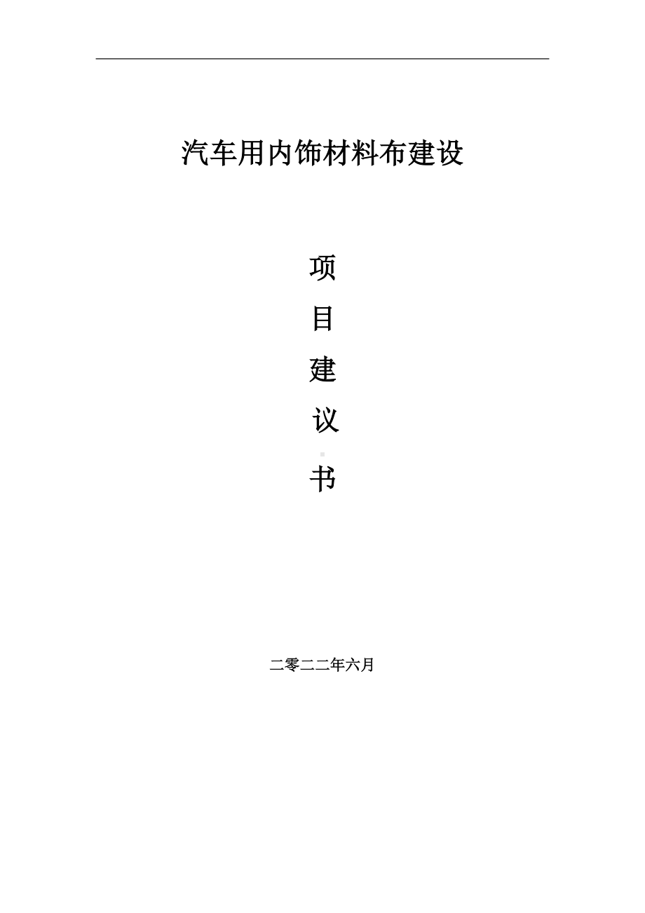 汽车用内饰材料布项目建议书（写作模板）.doc_第1页