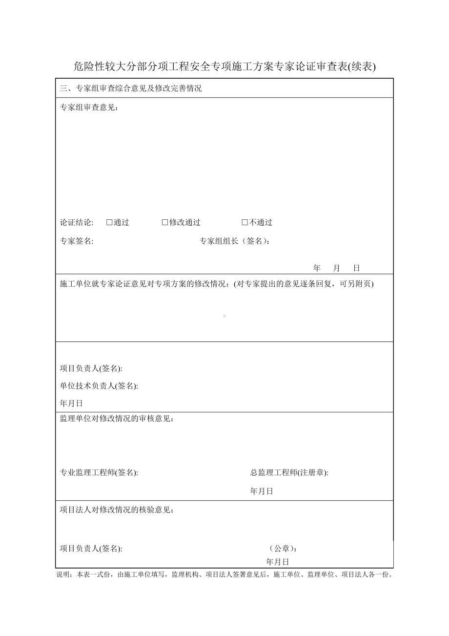 危险性较大分部分项工程安全专项施工方案专家论证审查表参考模板范本.doc_第2页