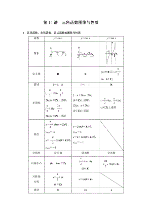 苏教版高一数学必修一辅导讲义第14讲《三角函数图像与性质学生》定稿.docx