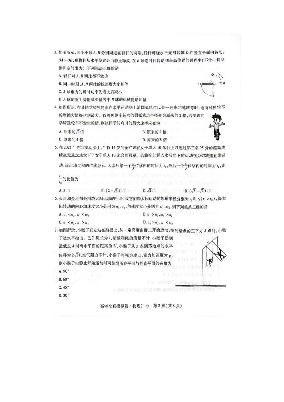 海南省2023届高考全真模拟（一）物理试卷及答案.pdf_第2页