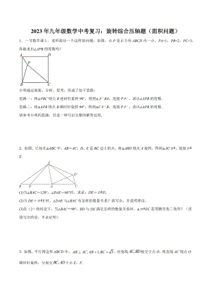 2023年九年级数学中考复习：旋转综合压轴题（面积问题）.docx