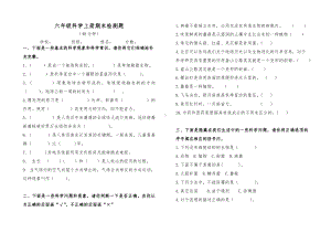 2022新青岛版（六三制）六年级上册《科学》期末检测题（含答案）.docx