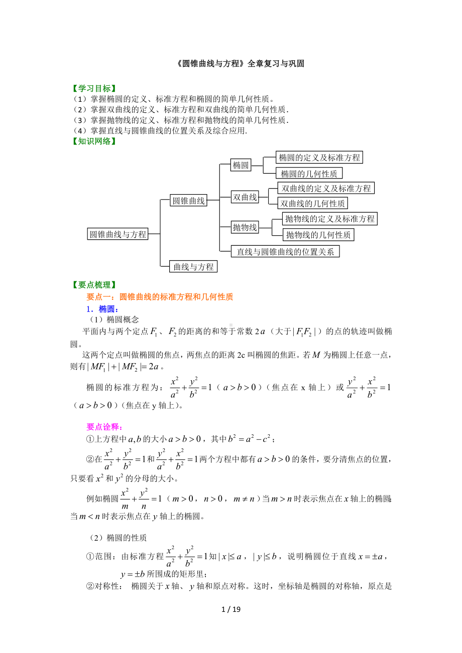 《圆锥曲线与方程》全章复习与巩固参考模板范本.doc_第1页