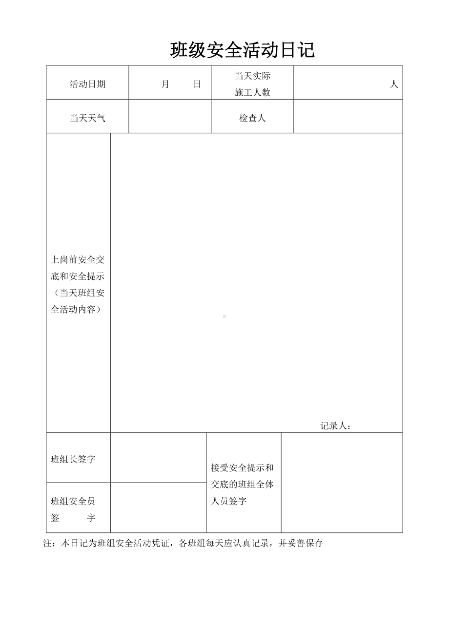 班前安全活动记录簿参考模板范本.doc_第2页