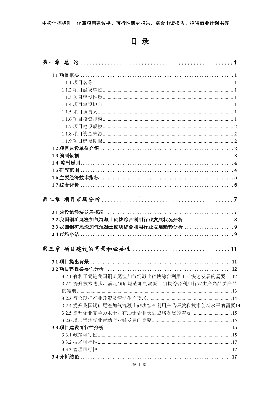 铜矿尾渣加气混凝土砌块综合利用项目备案申请可行性研究报告.doc_第2页