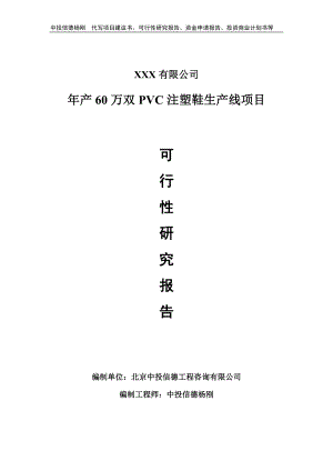 年产60万双PVC注塑鞋生产线可行性研究报告建议书备案.doc