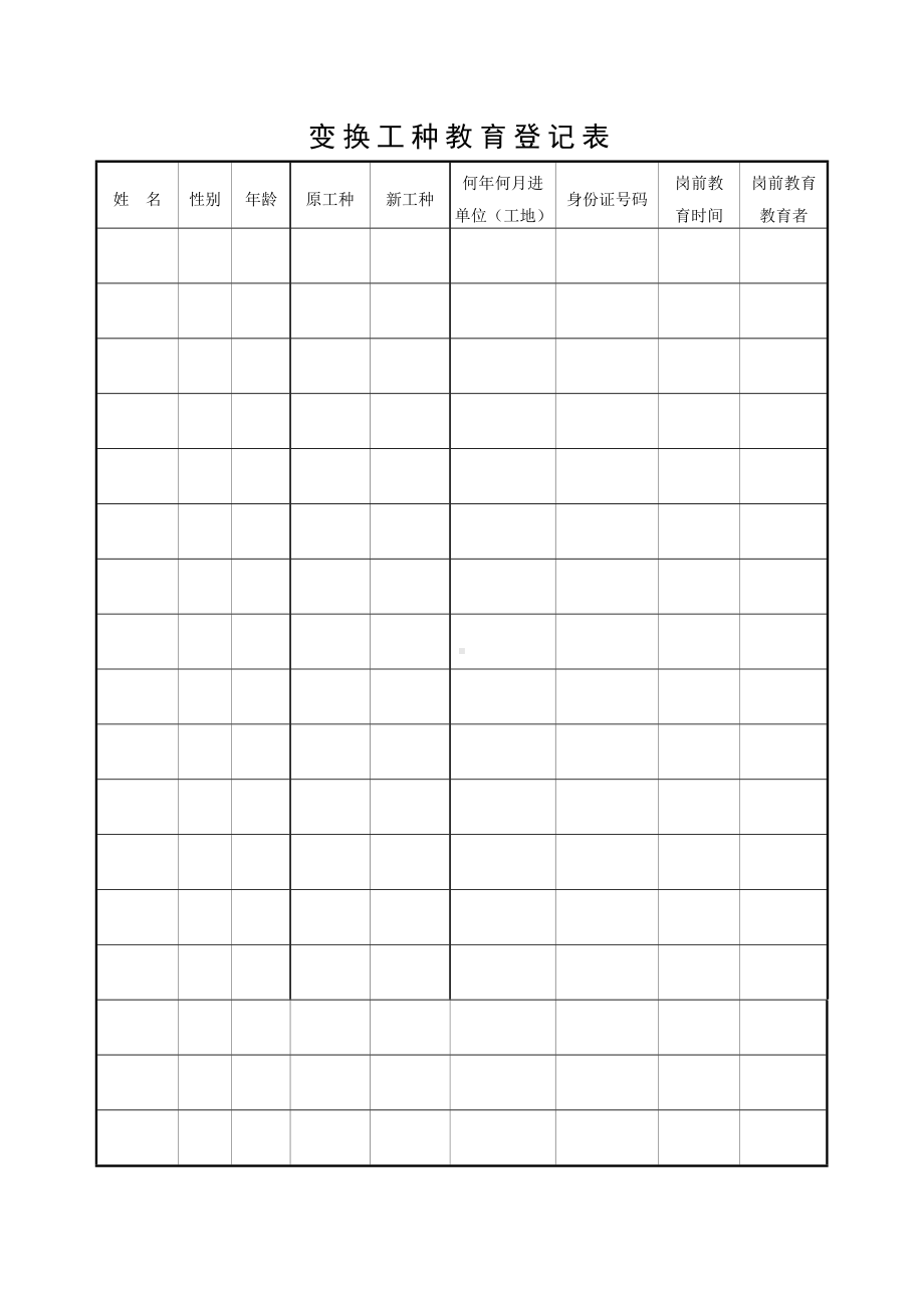 变换工种工人安全教育登记卡参考模板范本.doc_第2页