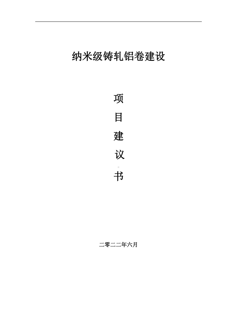 纳米级铸轧铝卷项目建议书（写作模板）.doc_第1页