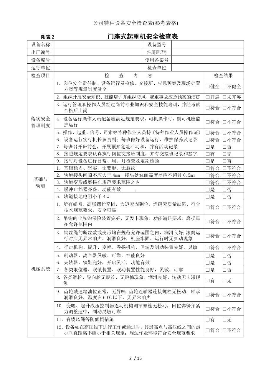 公司特种设备安全检查表(参考表格)参考模板范本.doc_第2页