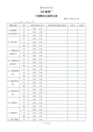 视频安全监控记录 参考模板范本.doc