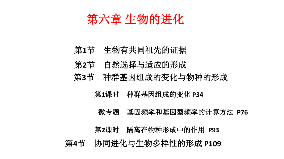 新教材人教版高中生物必修2-第6章-生物的进化-教学课件(含专题课-共129张).ppt_第1页