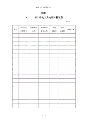 特定人员定期体检记录参考模板范本.doc