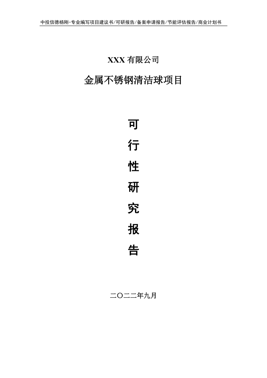 金属不锈钢清洁球生产项目可行性研究报告建议书.doc_第1页