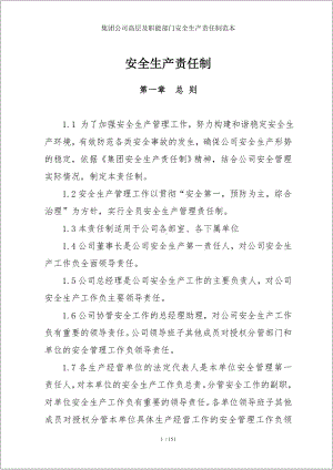 集团公司高层及职能部门安全生产责任制范本参考模板范本.doc