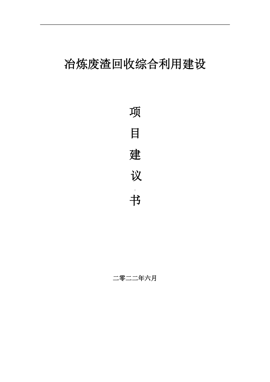 冶炼废渣回收综合利用项目建议书（写作模板）.doc_第1页