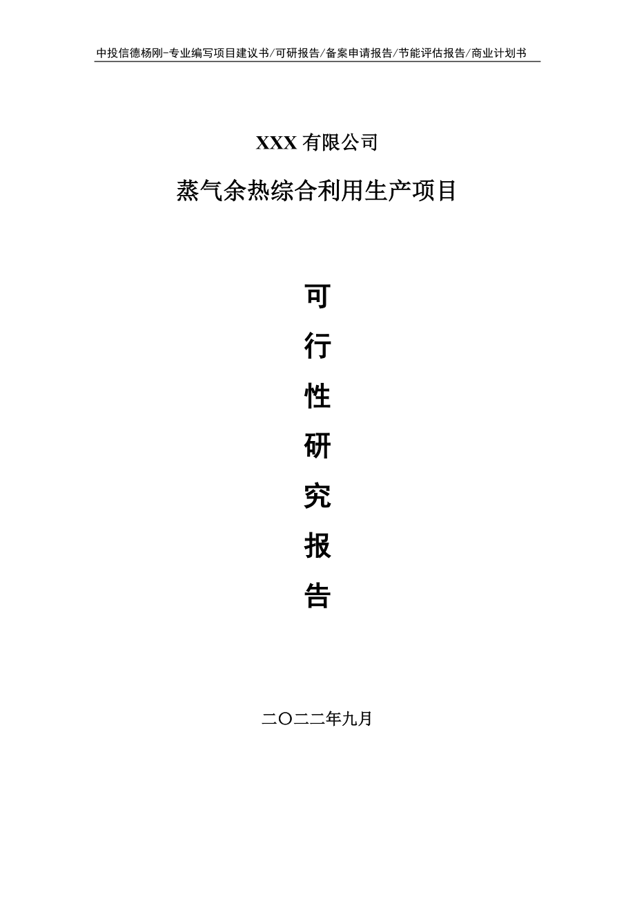 蒸气余热综合利用生产项目可行性研究报告申请报告.doc_第1页