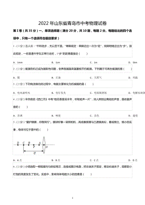 2022年山东省青岛市中考物理试卷.docx