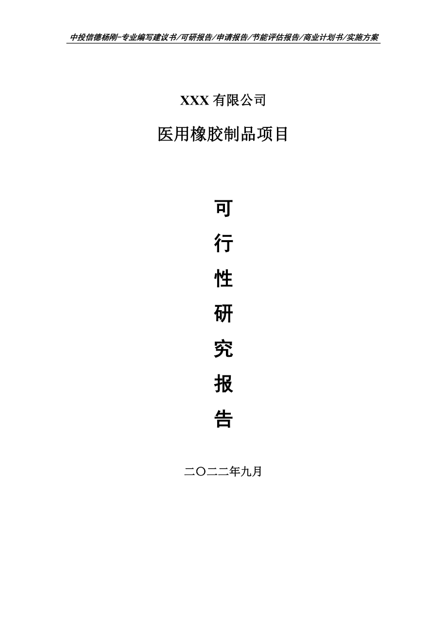 医用橡胶制品项目可行性研究报告建议书.doc_第1页