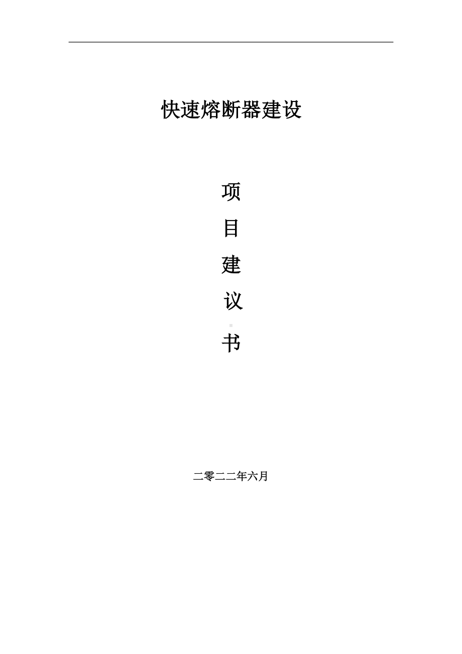 快速熔断器项目建议书（写作模板）.doc_第1页