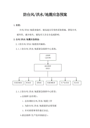 企业防台风洪水地震应急预案参考模板范本.doc