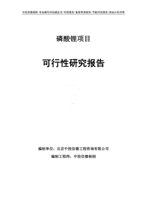 磷酸锂项目可行性研究报告申请立项.doc