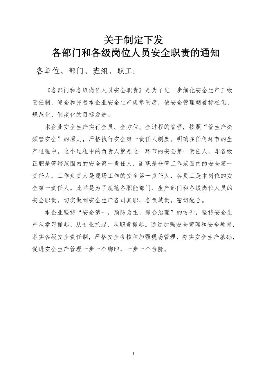 热电企业各部门和各级岗位人员安全生产责任制参考模板范本.doc_第1页