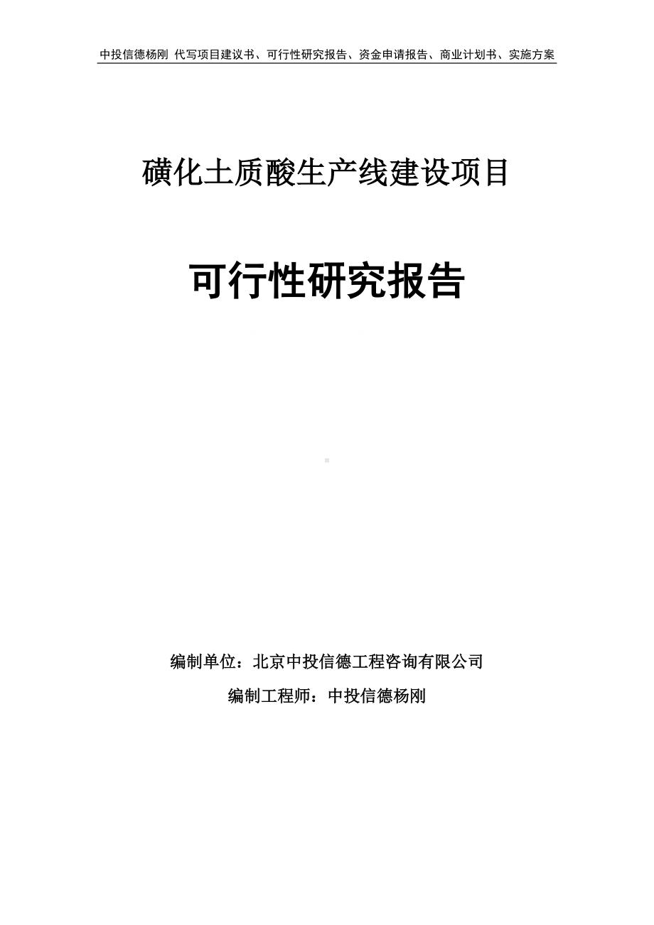 磺化土质酸项目可行性研究报告申请建议书.doc_第1页